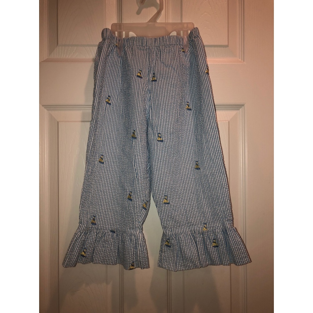 Seersucker Boat Flared Pants